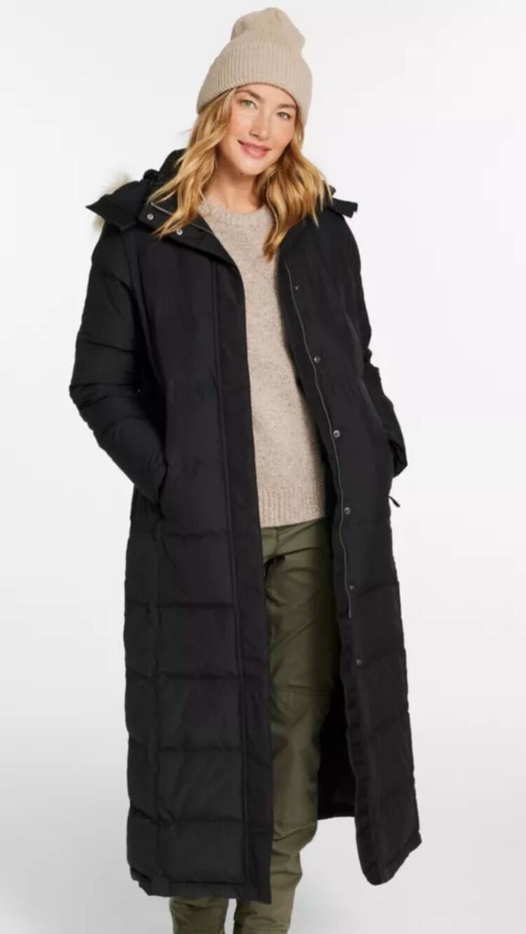 L.L.Bean Sz SP Small Ultrawarm Long Down Winter Warm Snow Hooded Black Coat